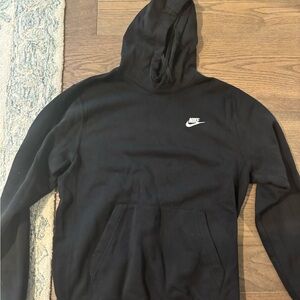 Nike Black Hoodie with White Swoosh Chest Logo